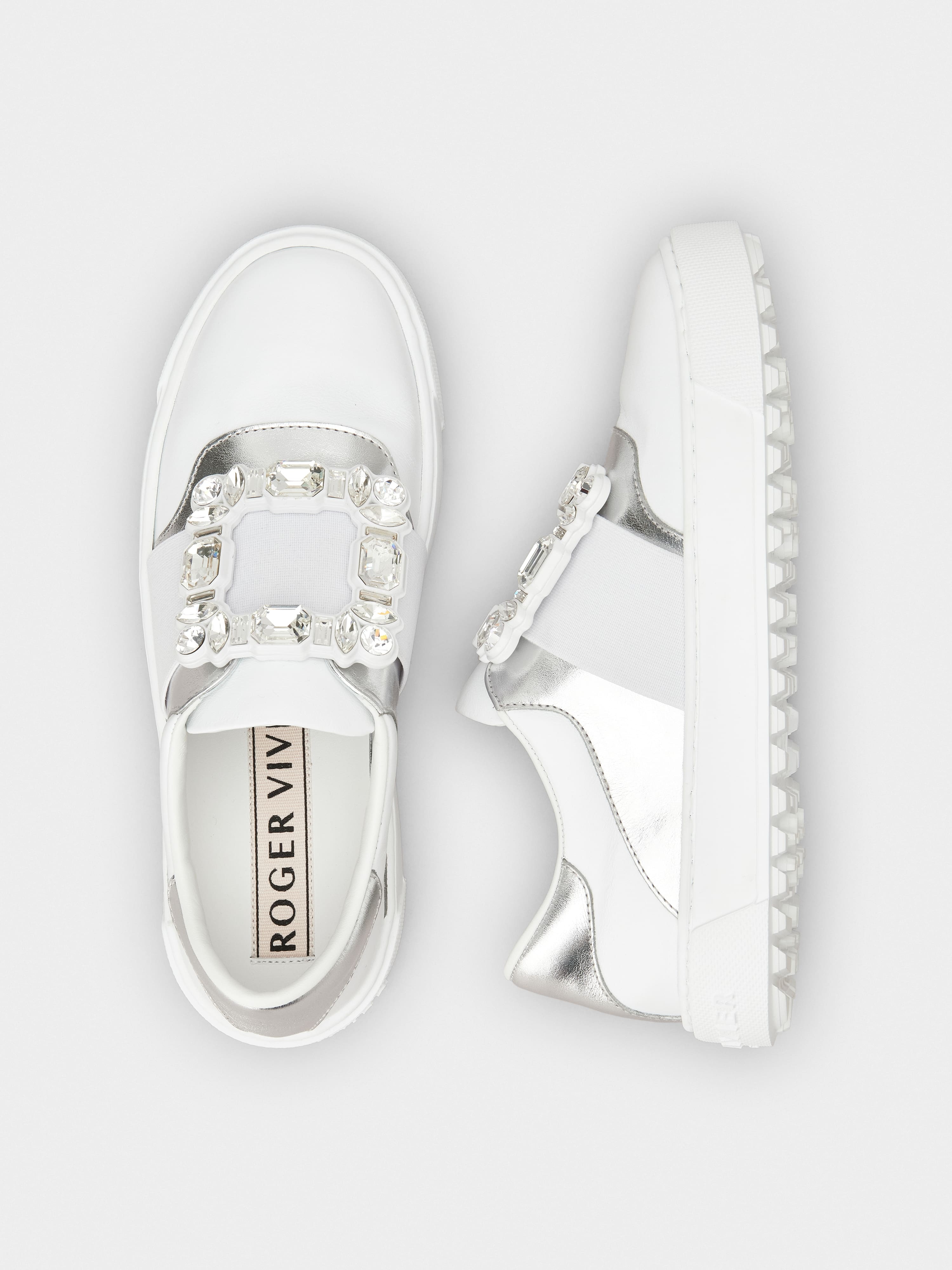 Very Vivier Strass Buckle Sneakers in Leather - 4