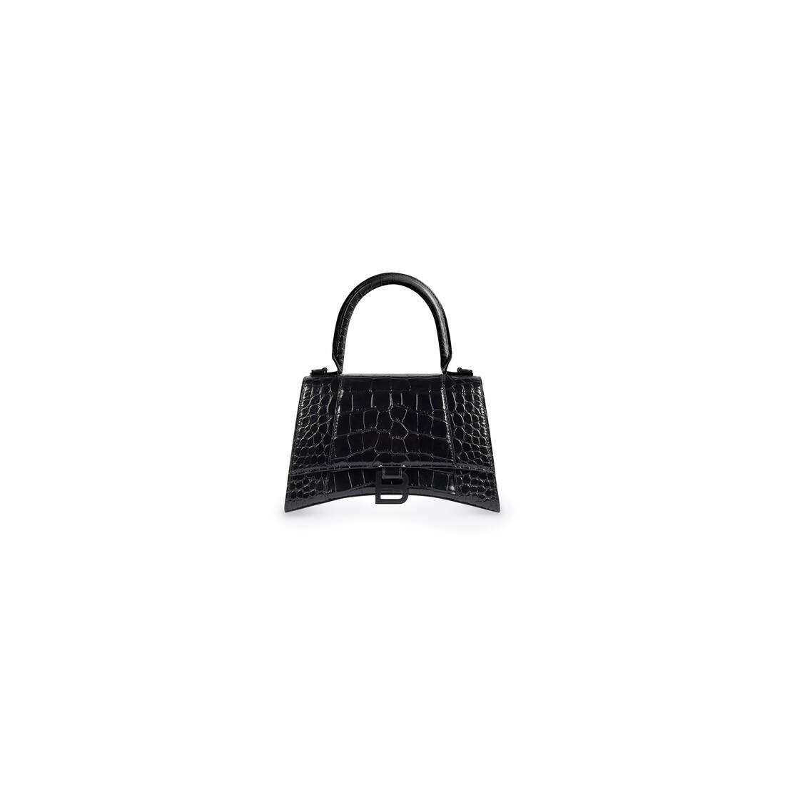 Women's Hourglass Xs Handbag Crocodile Embossed in Black - 1