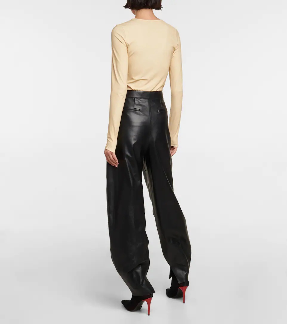 High-rise balloon leather pants - 3