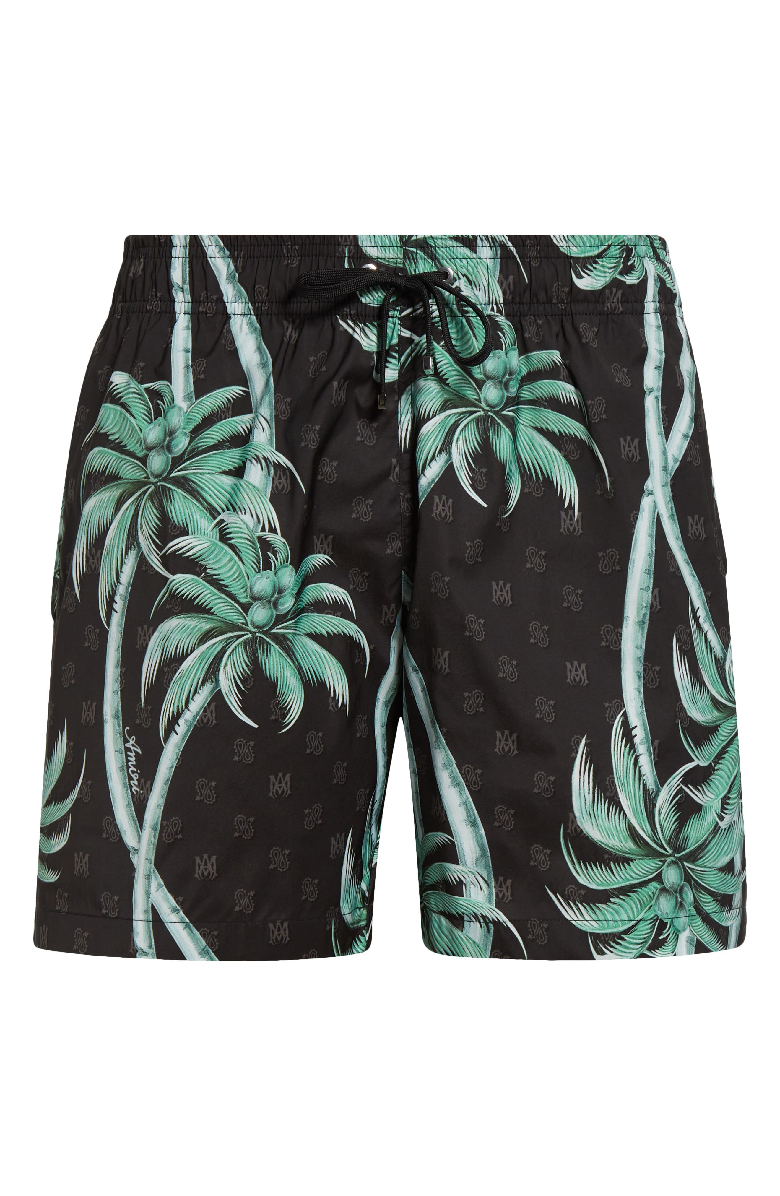 AMIRI Twisted Palms Print Swim Trunks in Black at Nordstrom - 7