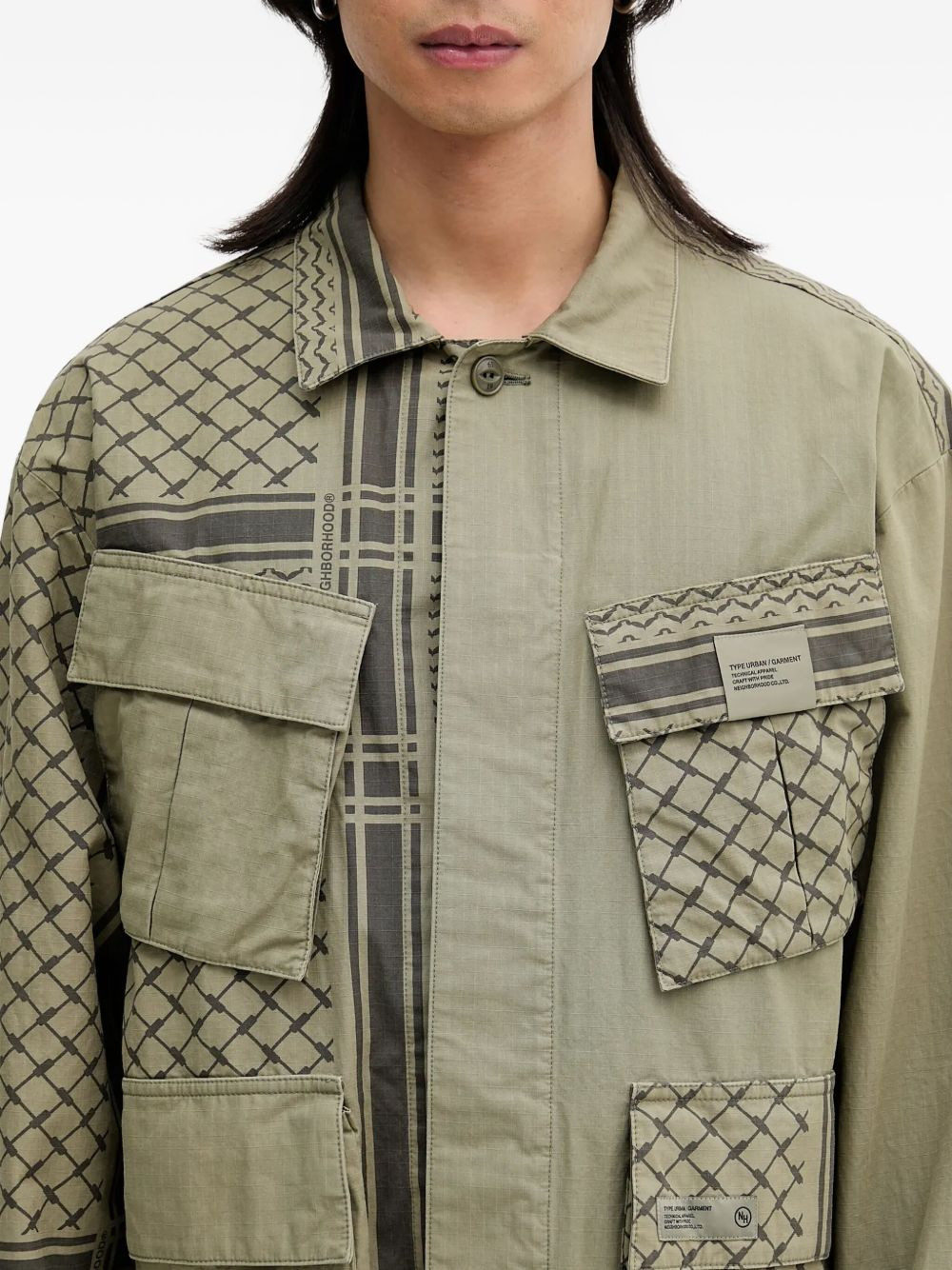 patterned-pocket jacket - 5