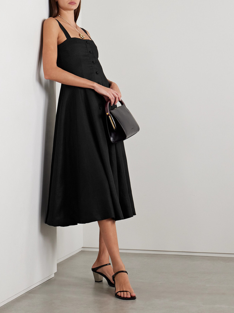 FAITHFULL Corbiere Pleated Linen Midi Dress outlook