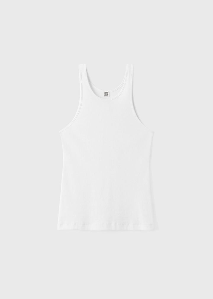 Fine curved rib tank white - 1