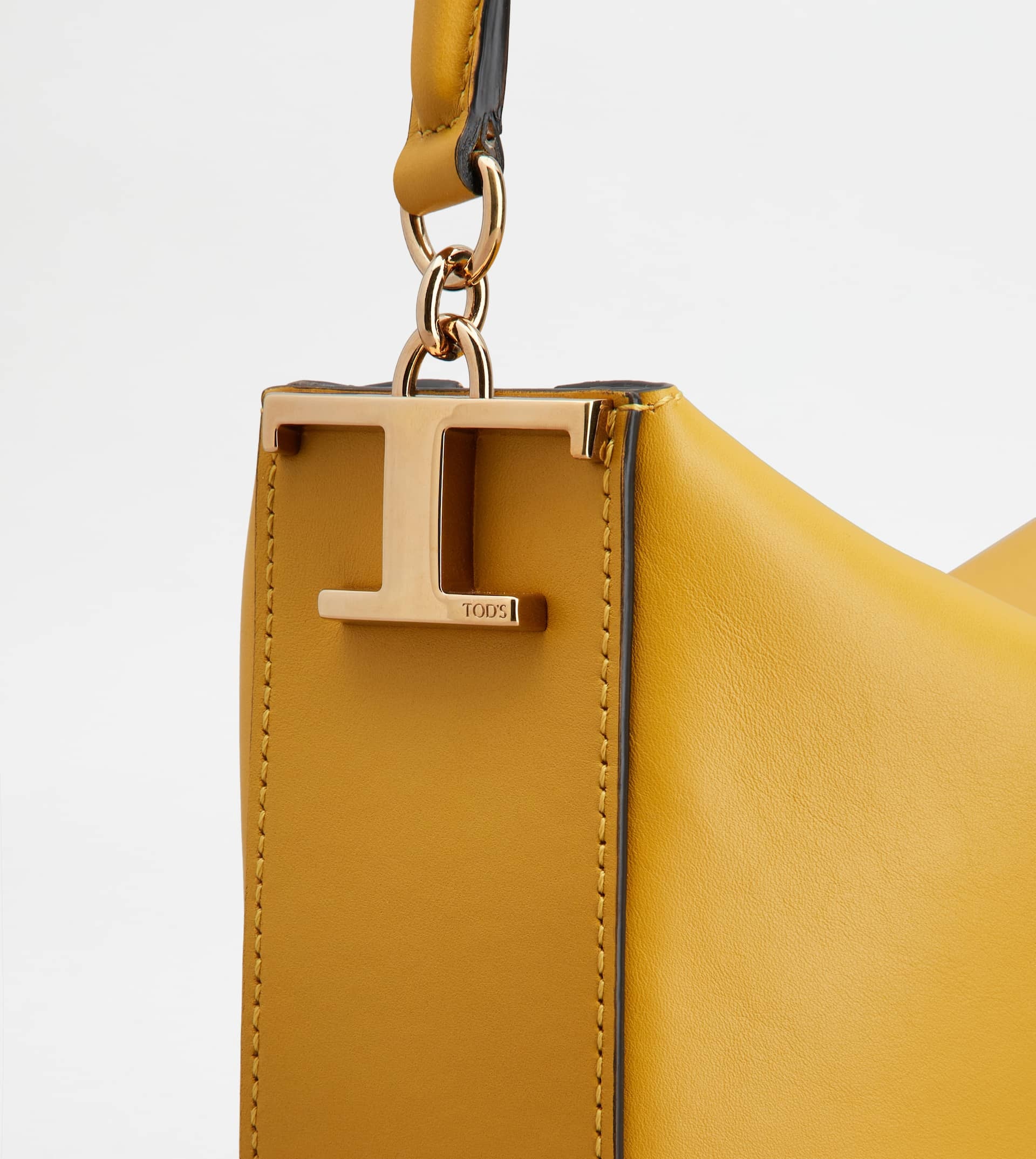 TOD'S T CASE HOBO BAG IN LEATHER MINI - YELLOW - 5