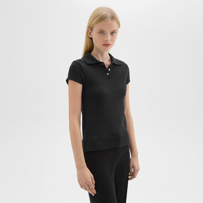 Cap Sleeve Polo in Cotton-Wool Bouclé 3