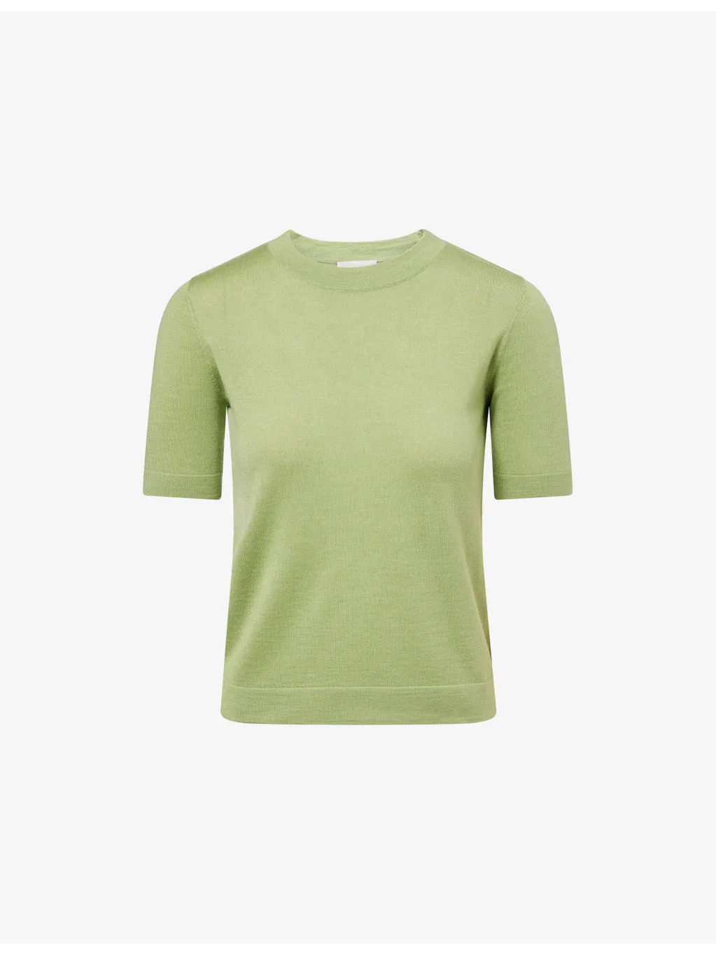 Round-Neck Short-Sleeve Wool-Blend Top - 1
