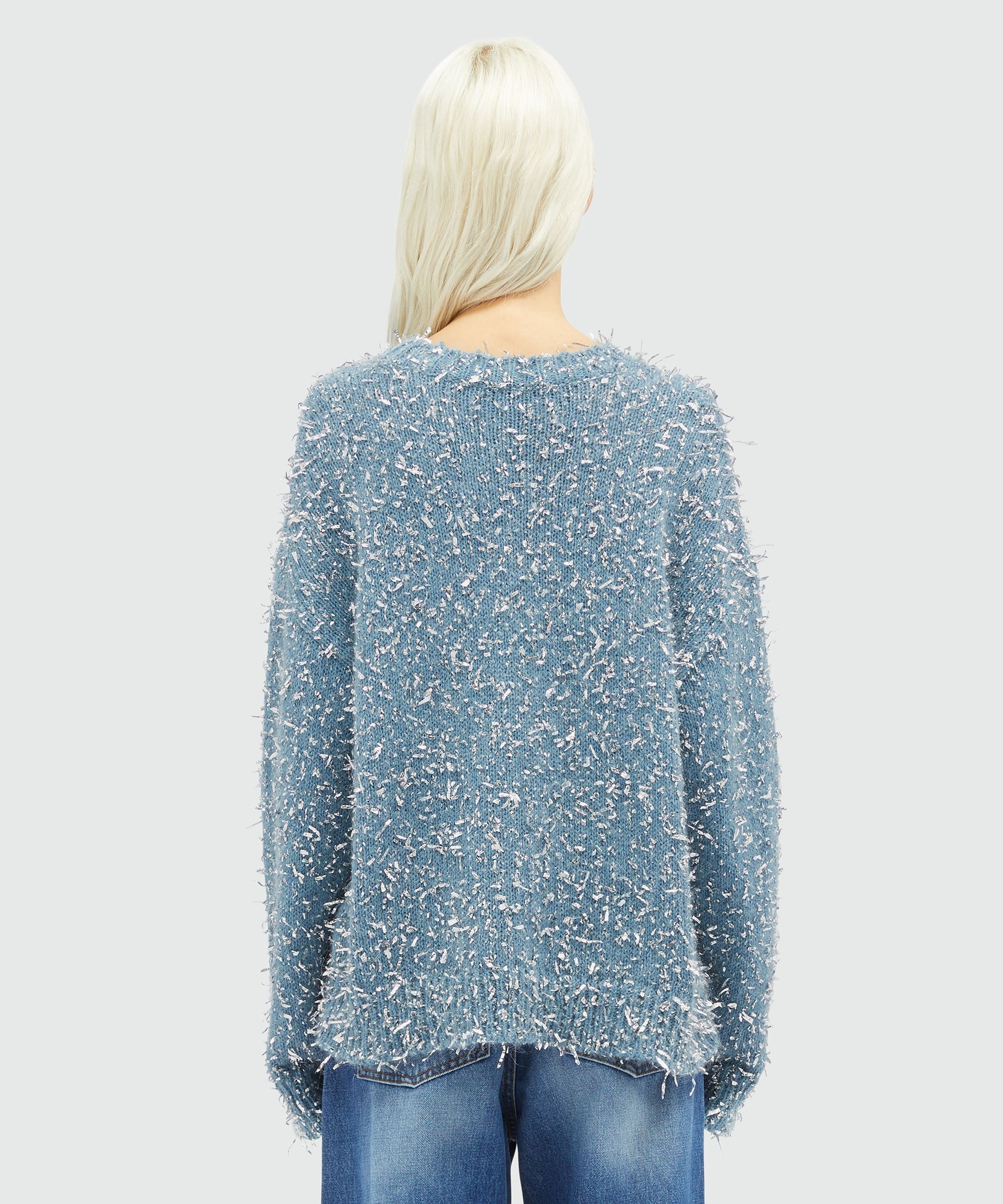 Blended wool and silver lamé thread sweater - 3