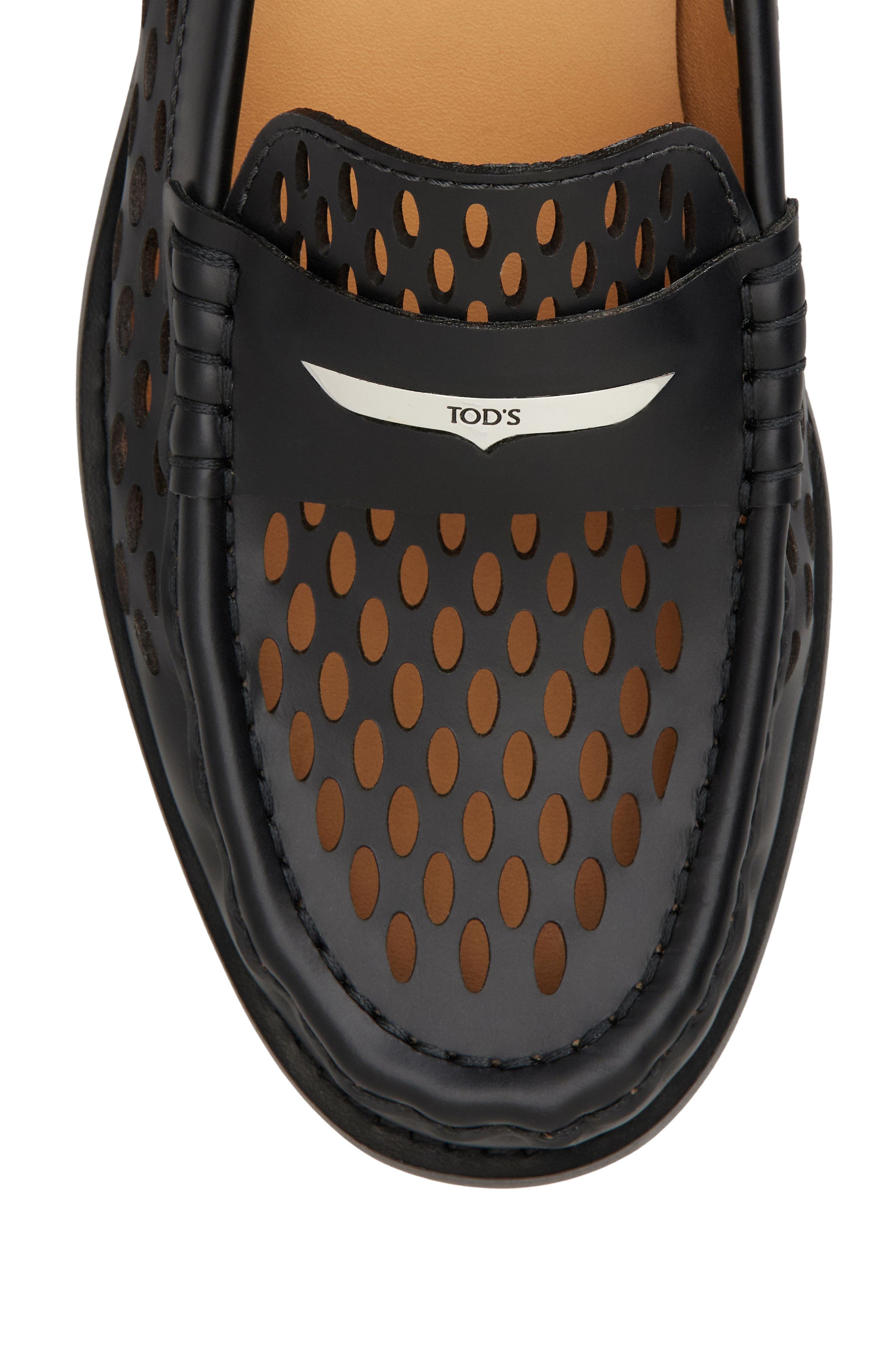 Tod's Laser Cut Calfskin Loafer in Nero at Nordstrom - 3