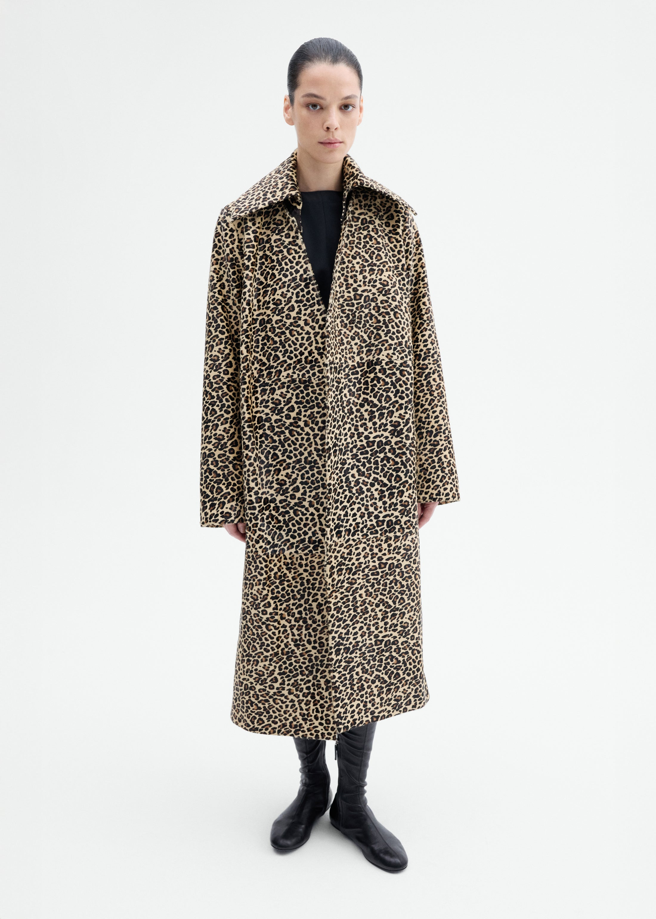 Leather Leopard Coat in Calf Hair - 2