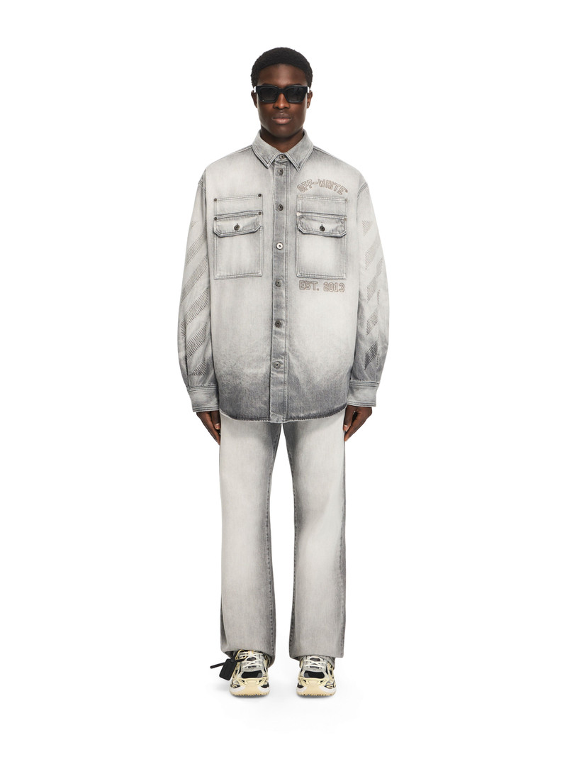 Off-White Diagonal Embroidered Denim Military Overshirt outlook