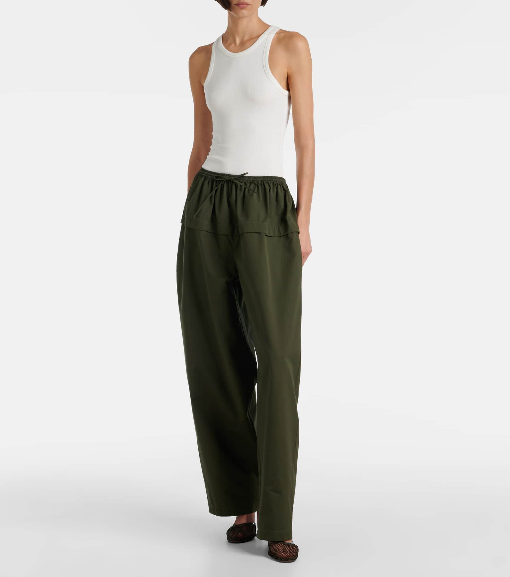Peplum cotton tapered pants - 2