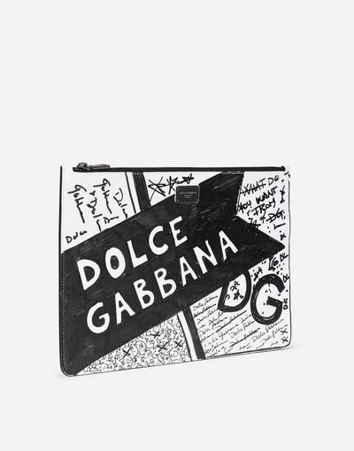 Dolce & Gabbana Flat graffiti-print calfskin toiletry bag outlook