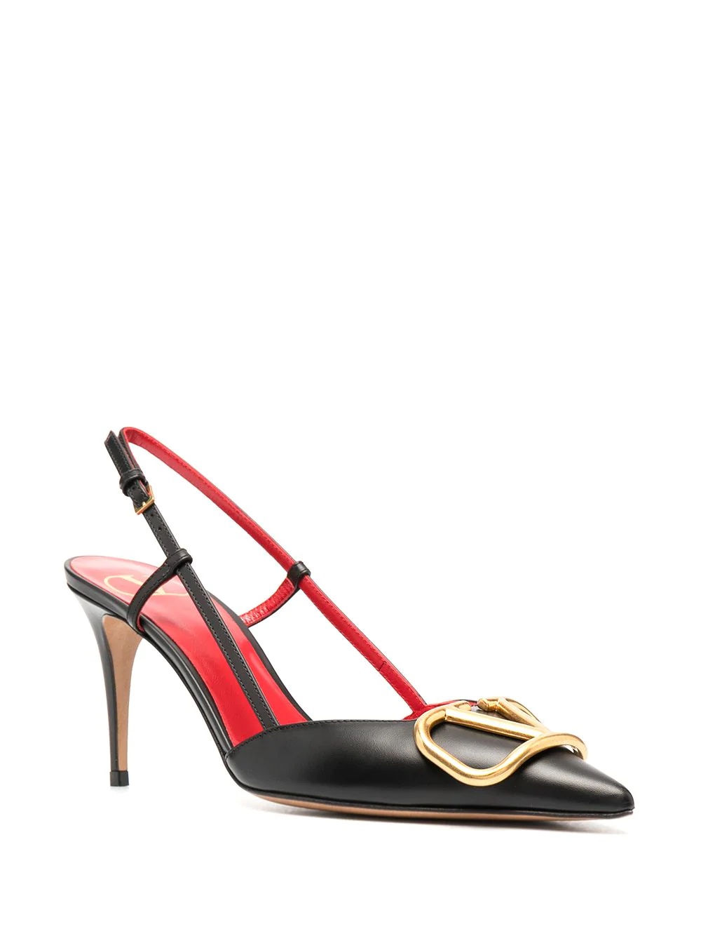 metal logo pointed toe pumps - 2