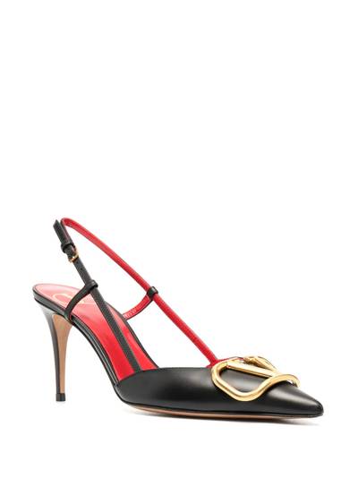 Valentino metal logo pointed toe pumps outlook