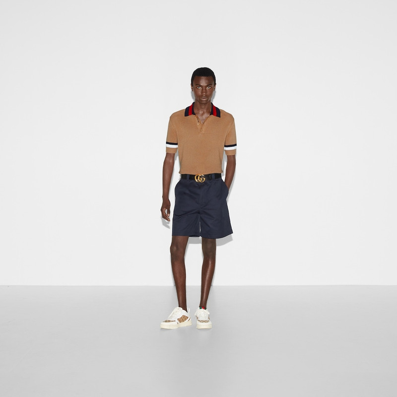 GUCCI Piquet knit cotton polo shirt outlook