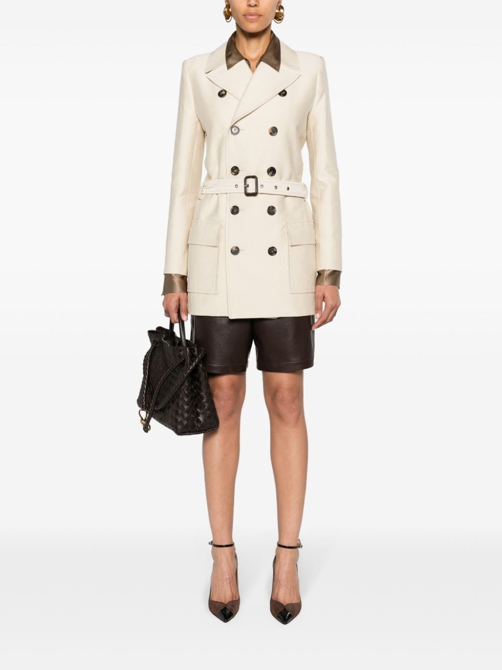 belted double-breasted coat - 2