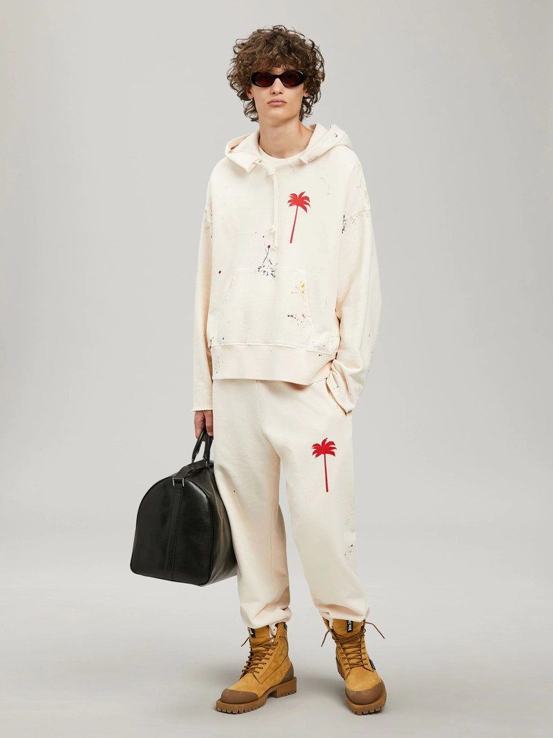 Palm Angels PAINTED PALM TREE HOODED SWEATSHIRT outlook