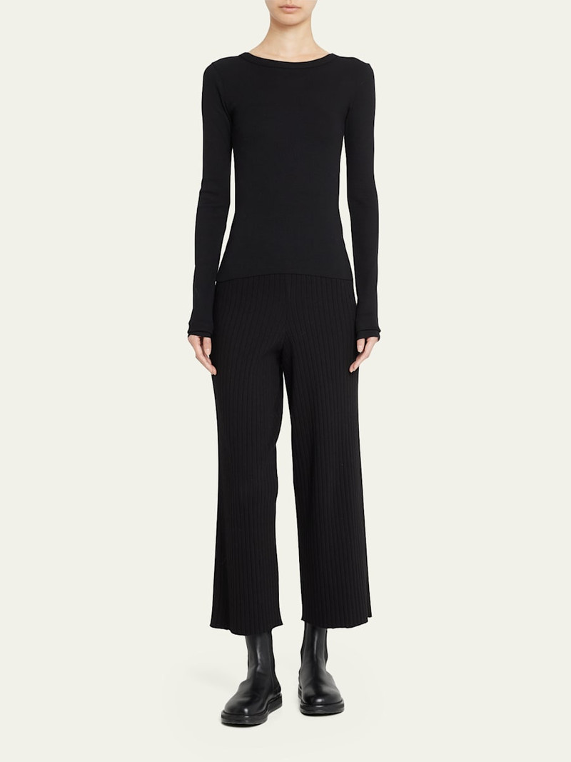 ÉTERNE Long-Sleeve Fitted Crewneck Top outlook