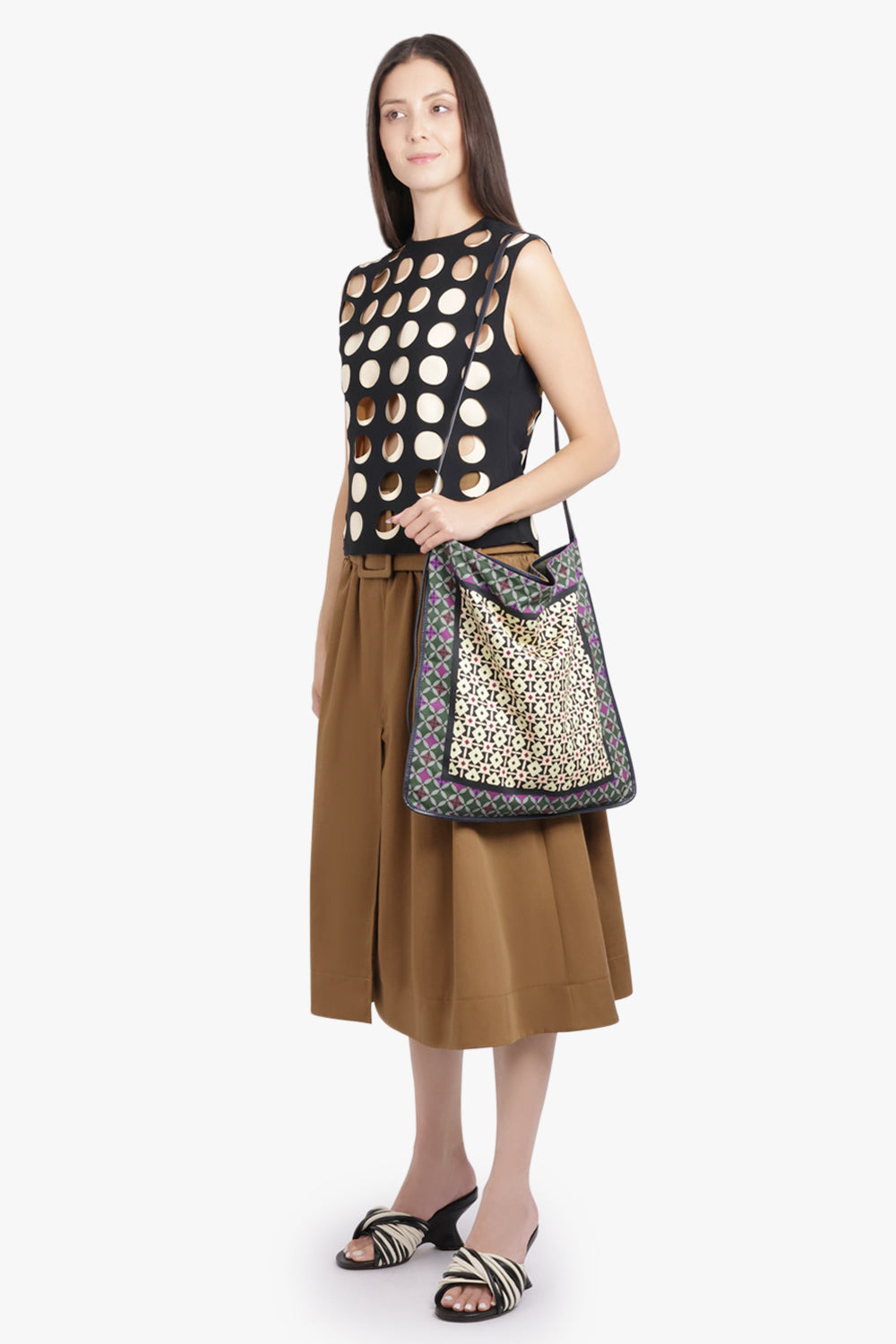 VOLUME MIDI SKIRT WITH BELT DETAIL | NUTMEG - 6
