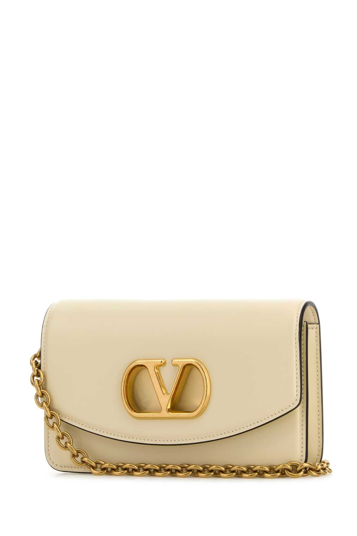 Valentino Garavani Women Ivory Leather Vlogo Signature Shoulder Bag - 2
