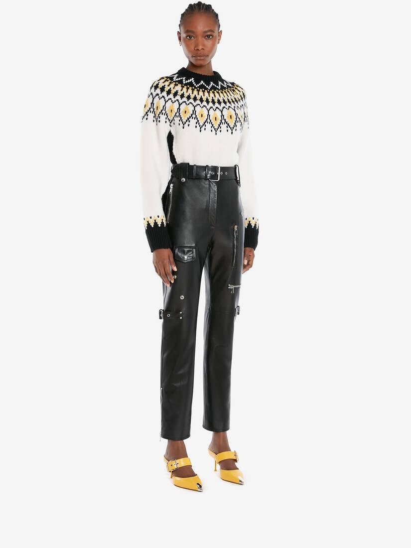 Wool Fair Isle Jumper in Ivory/black - 3