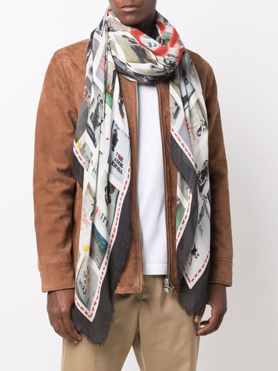 Faliero Sarti fringed graphic-print scarf outlook