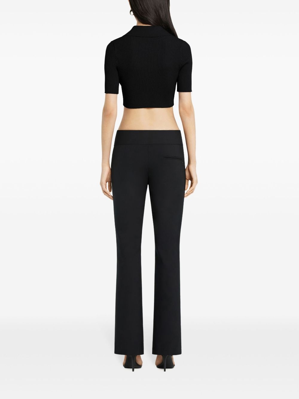 knitted cropped polo top - 3