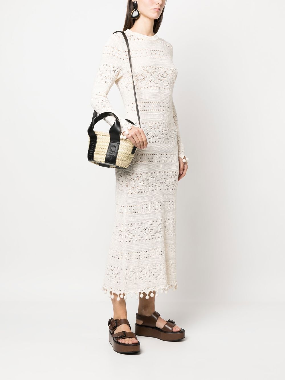 logo-print raffia tote bag - 2