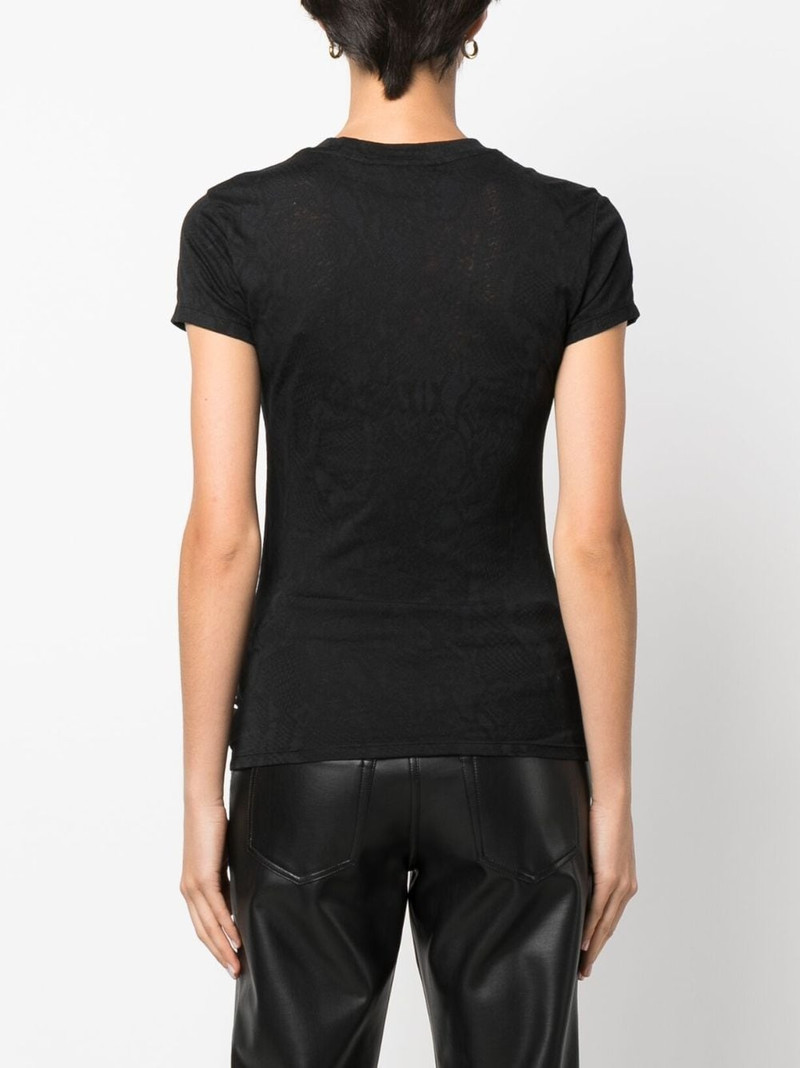 rhinestone-logo snake-print T-shirt 4