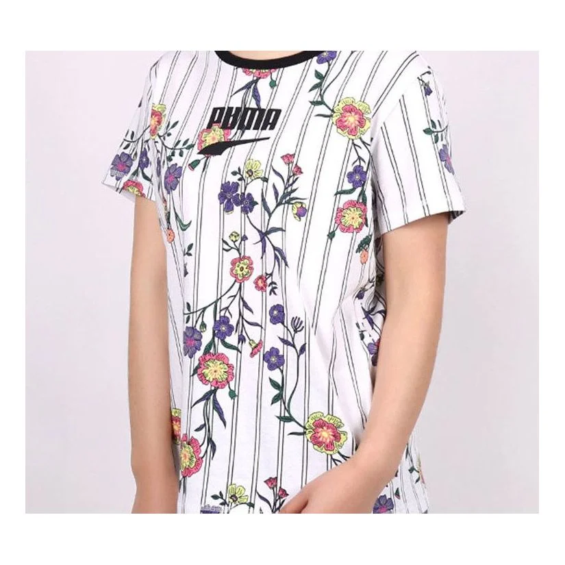 (WMNS) PUMA Logo Short Sleeve TEE White 597470-02 - 1
