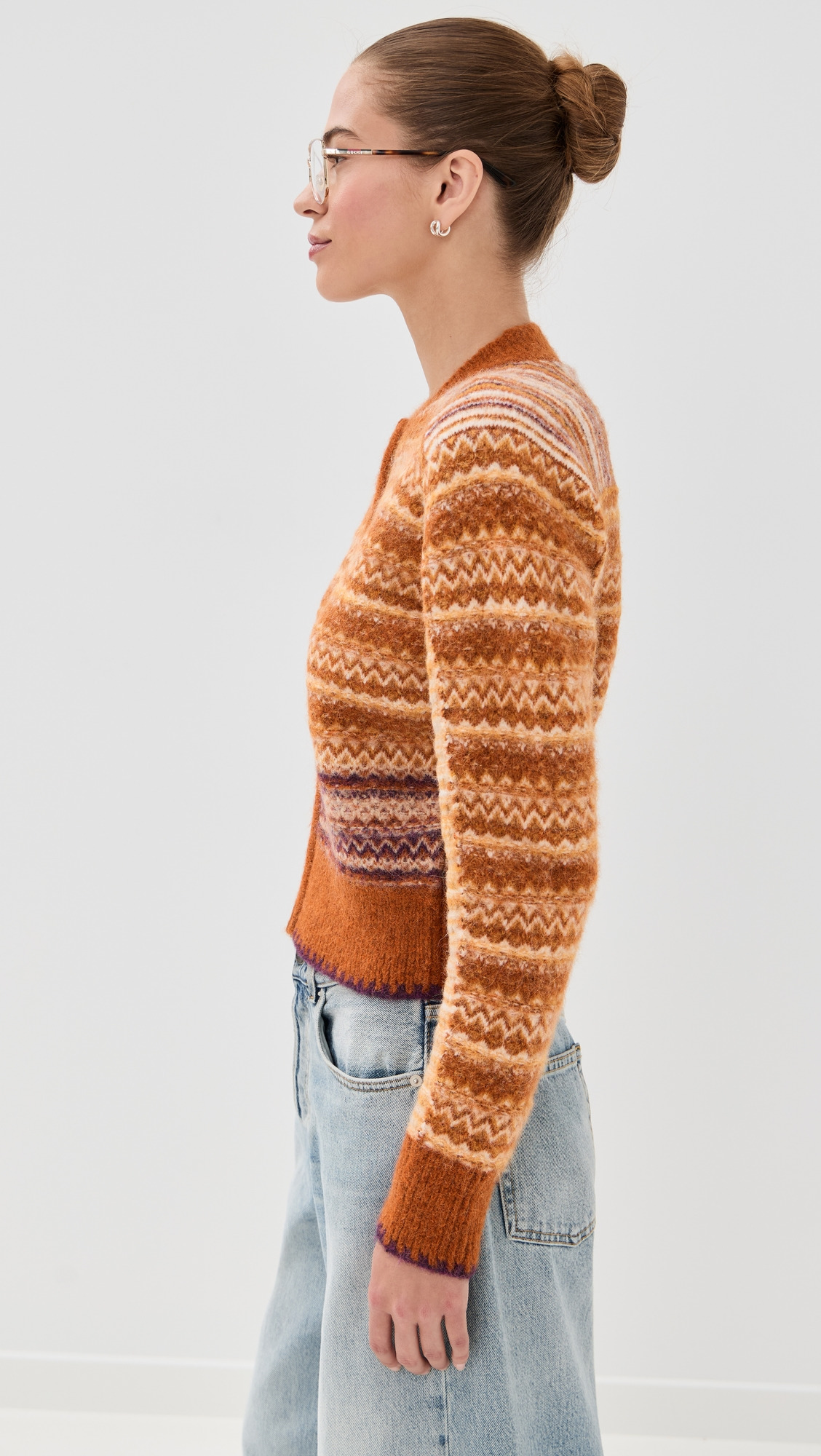 Jacquard Alpaca Raglan Zip Cardigan - 3