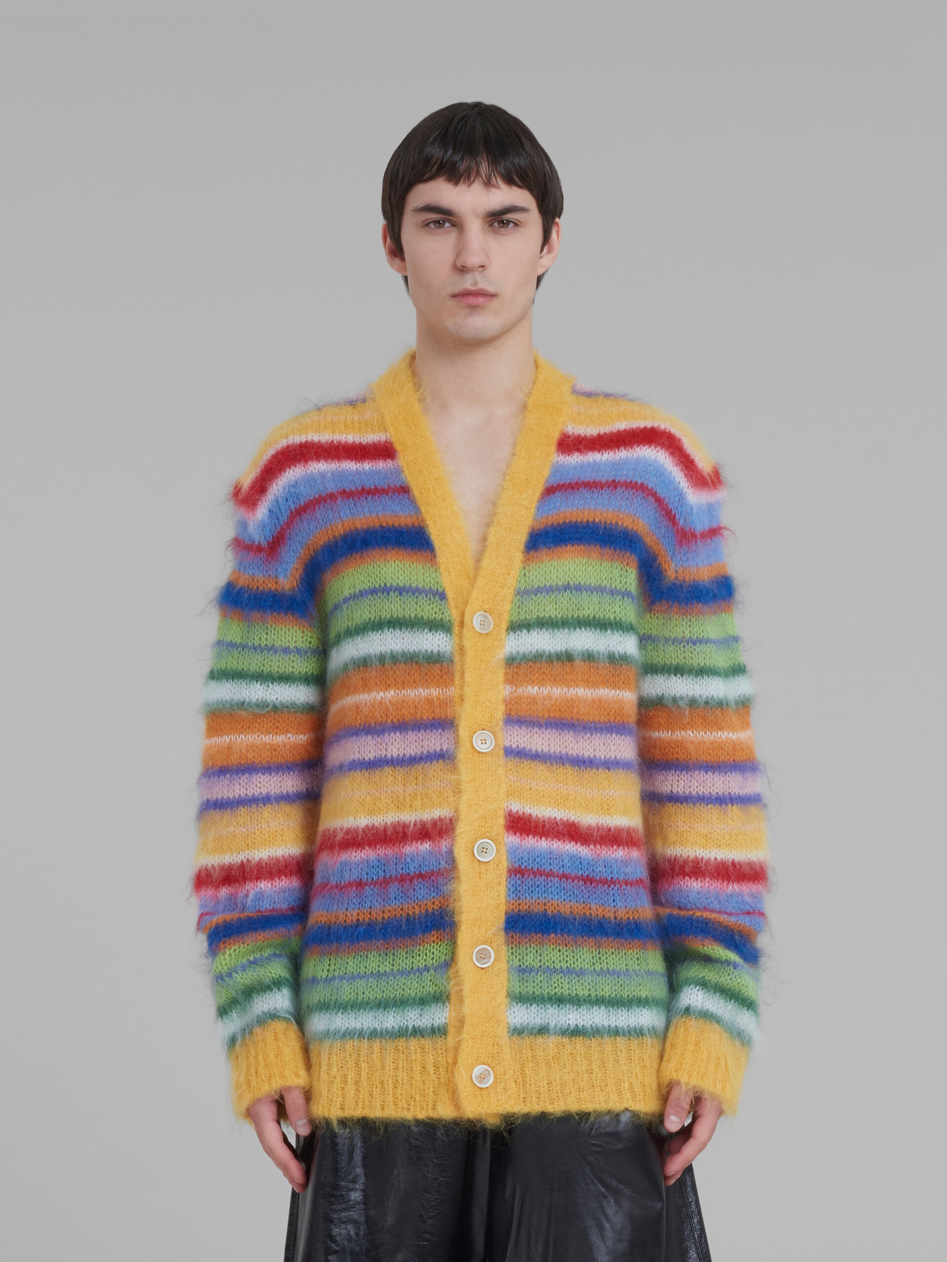 MULTICOLOURED STRIPED MOHAIR CARDIGAN - 2