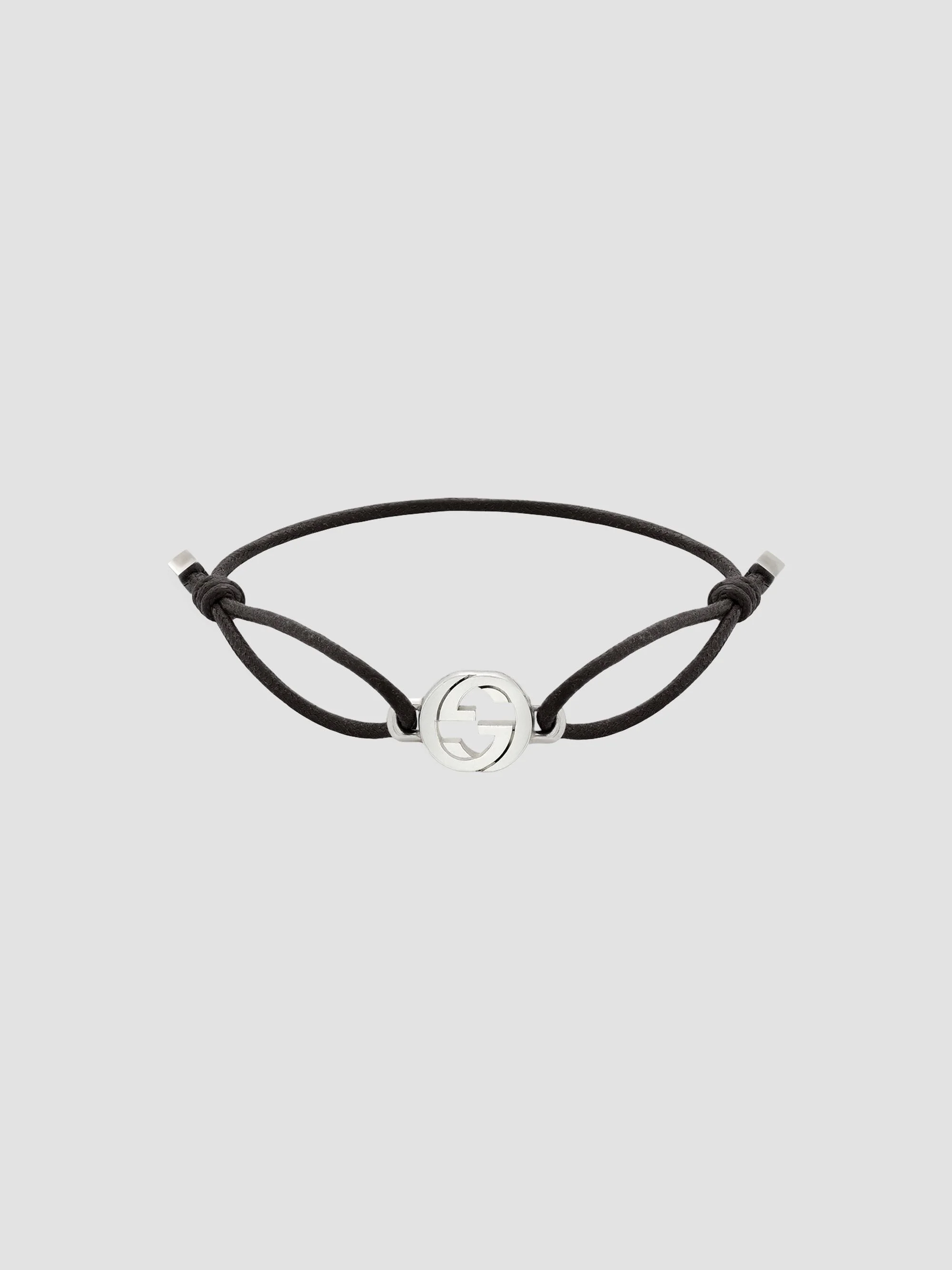 Women's Interlocking Sterling Silver & Cord Bracelet - Black Silver - 1