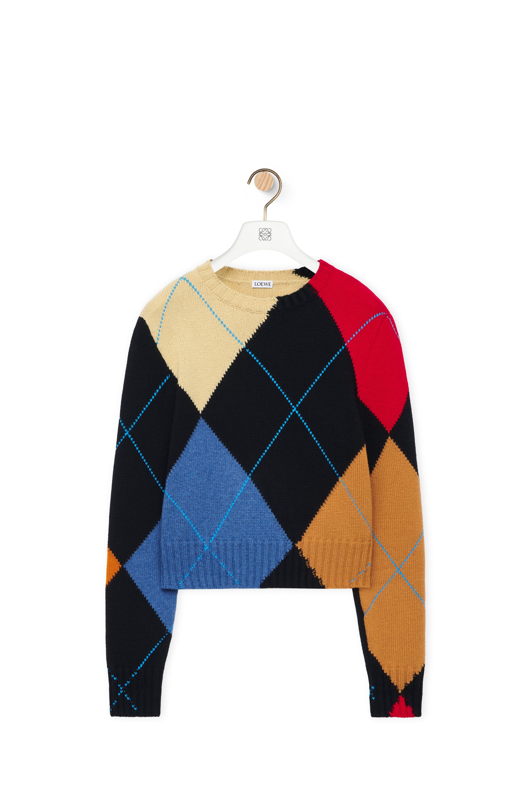 Cropped argyle sweater in cashmere - 1
