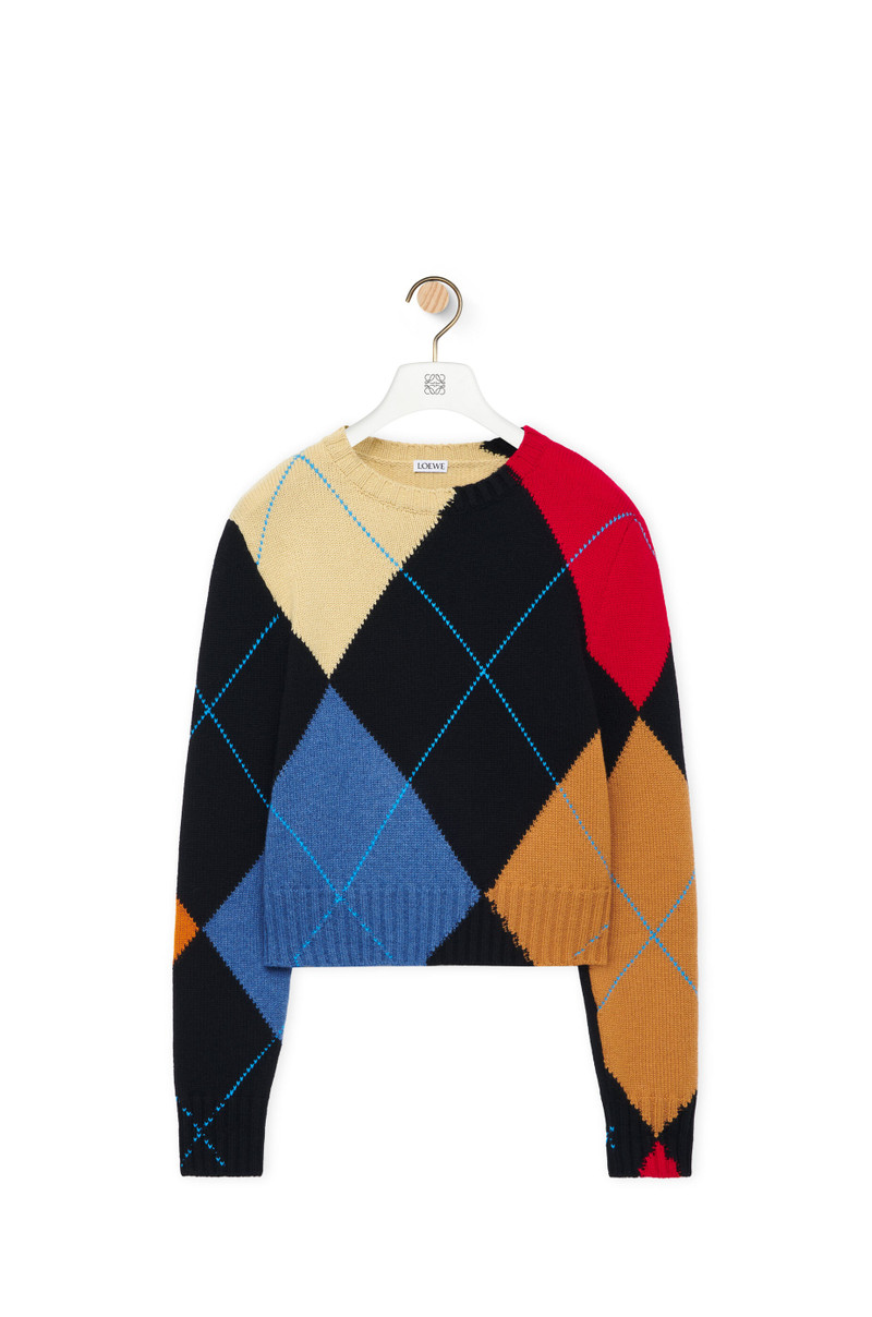 Cropped argyle sweater in cashmere 1