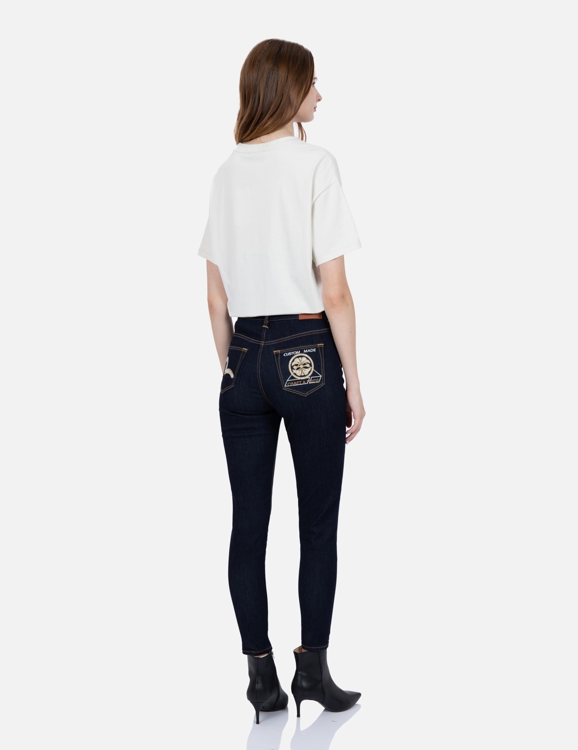 BROCADE SEAGULL AND KAMON APPLIQUÉ SKINNY JEANS - 3