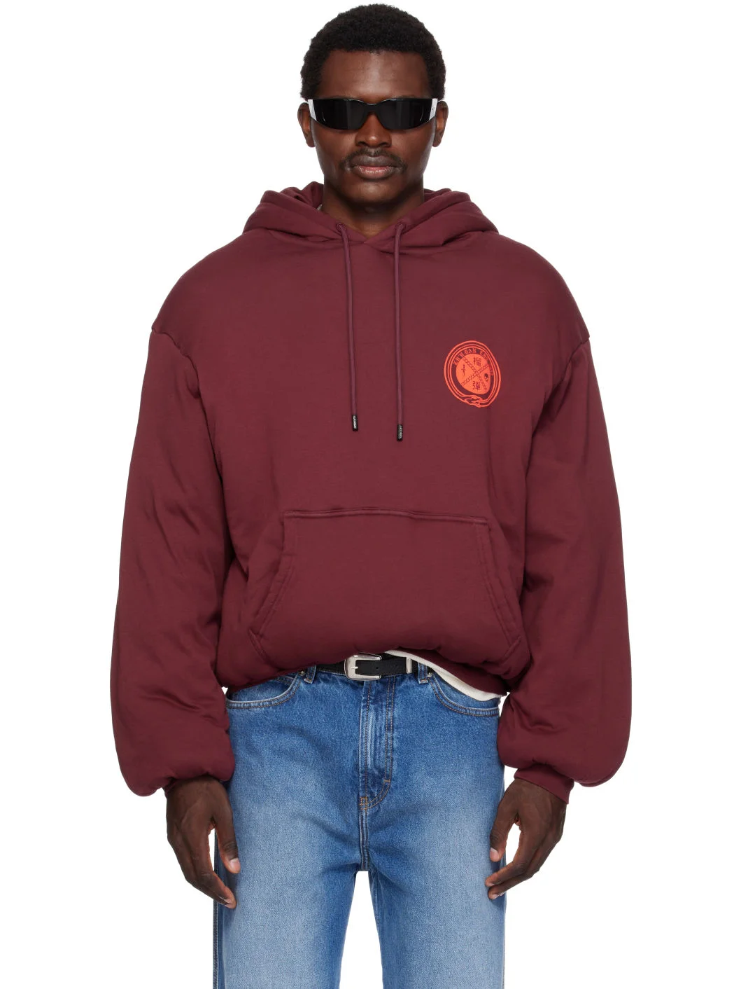 Burgundy Wadded Slouch Hoodie - 1