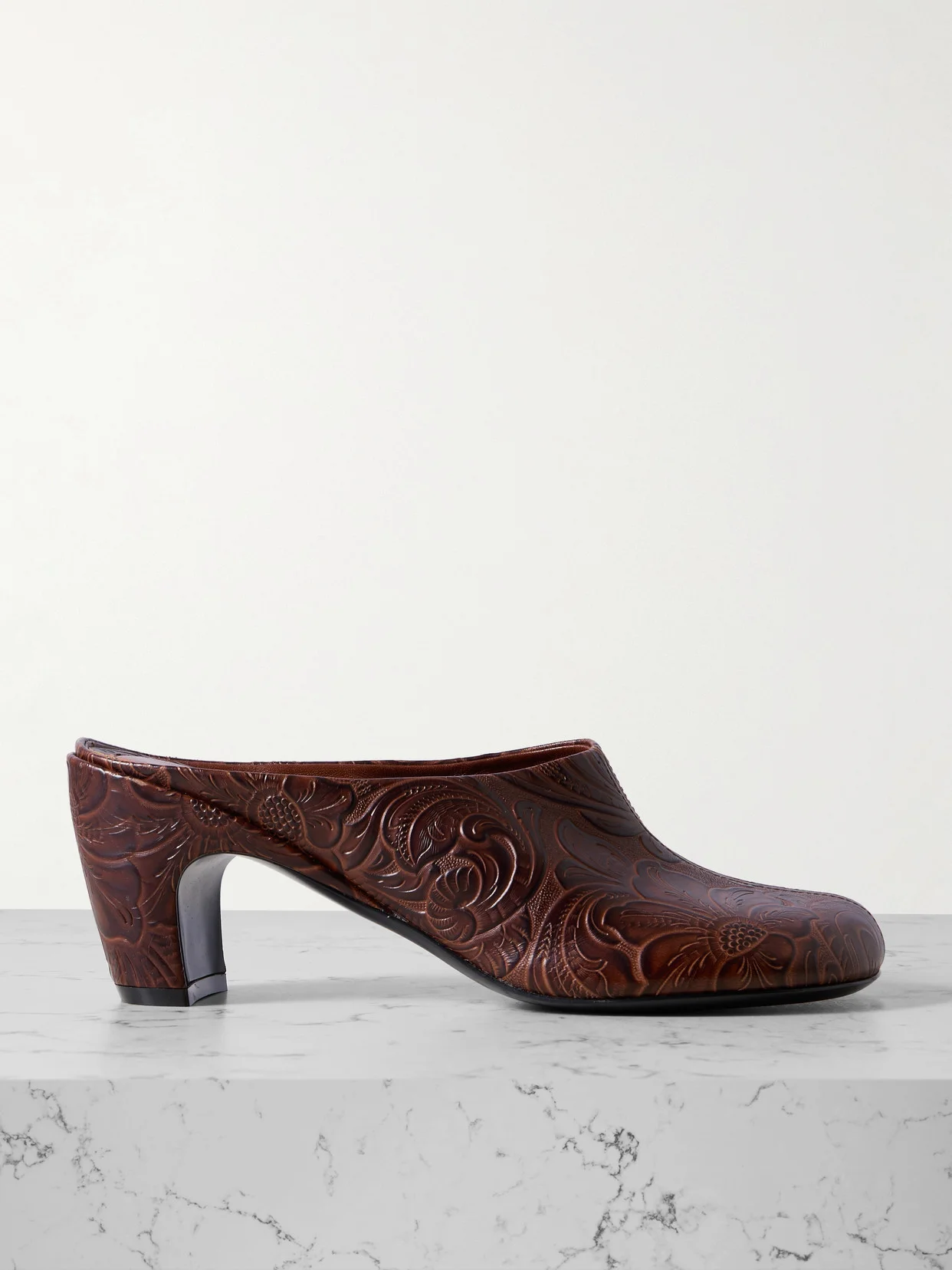 Embossed Leather Mules - 1