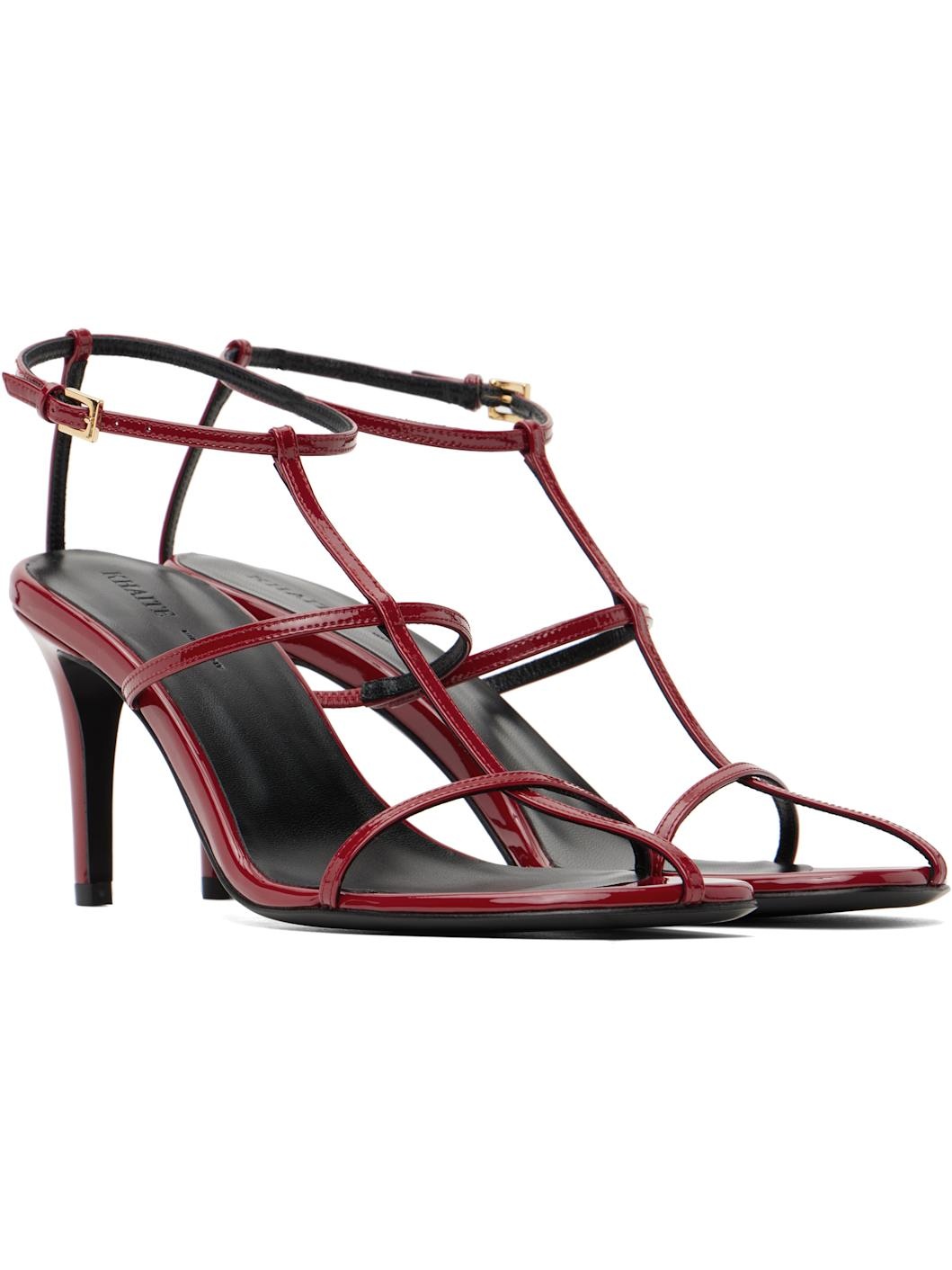 Red Cage Heeled Sandals - 4