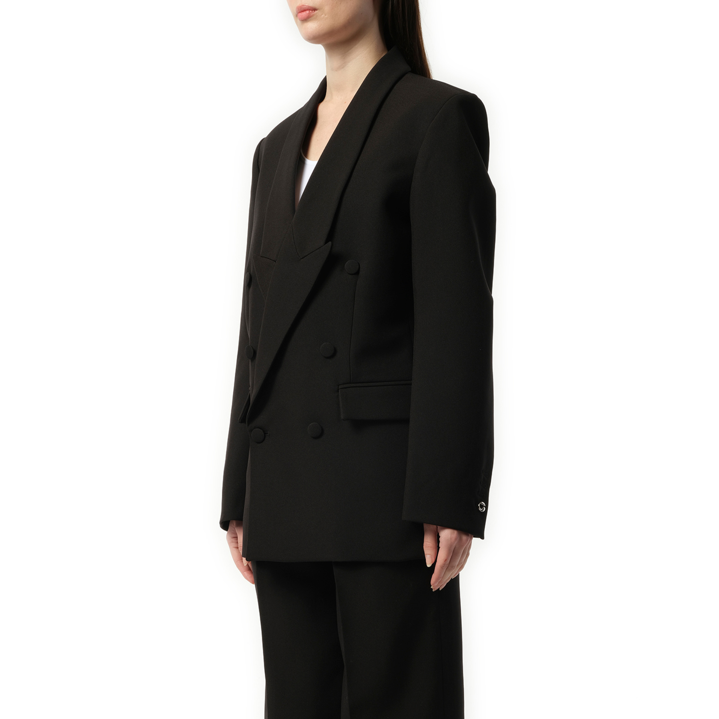 Double Breasted Tailored Jacket in Black - 5