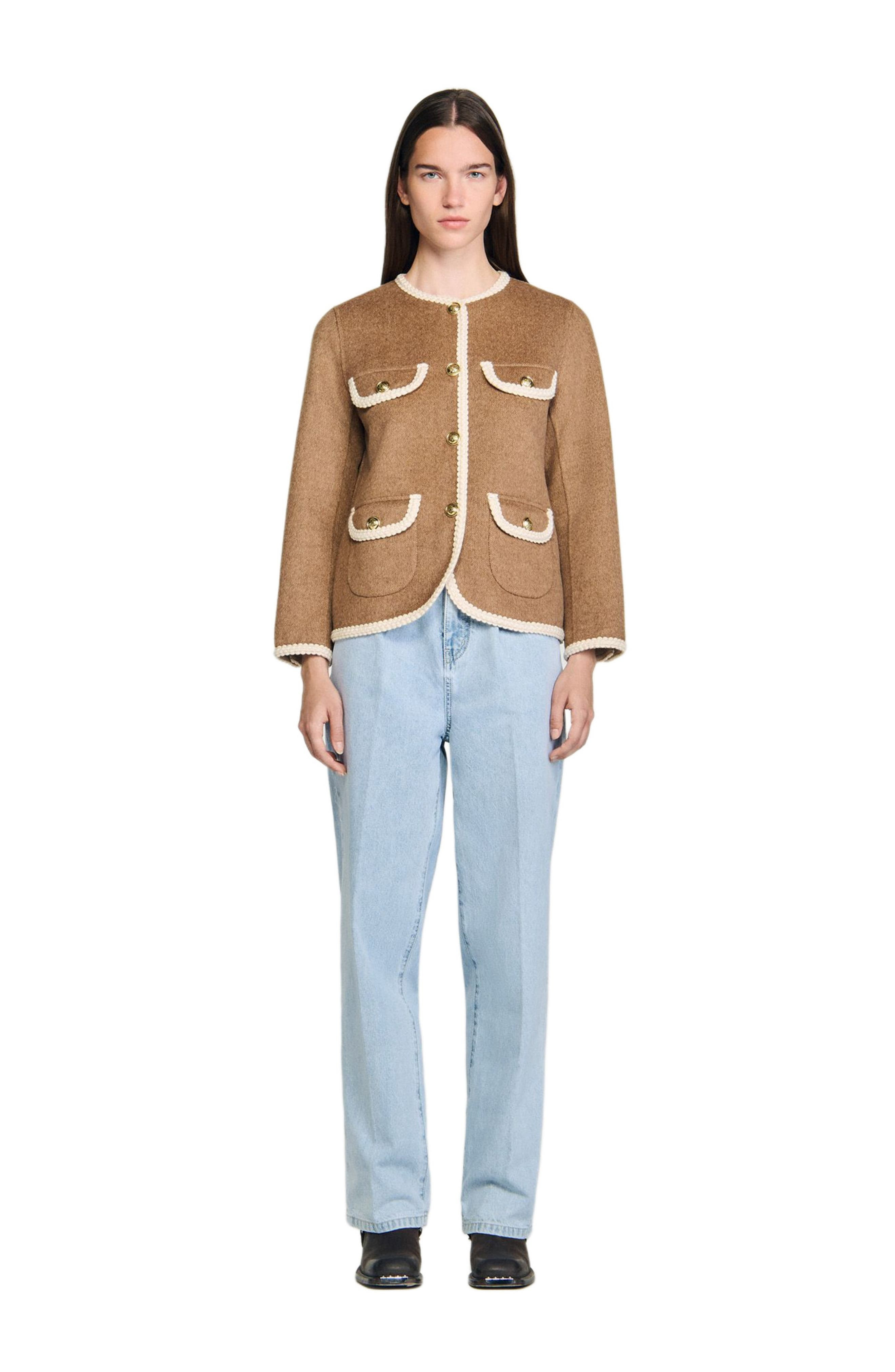 SANDRO Double-faced jacket in Dark Blond at Nordstrom - 3