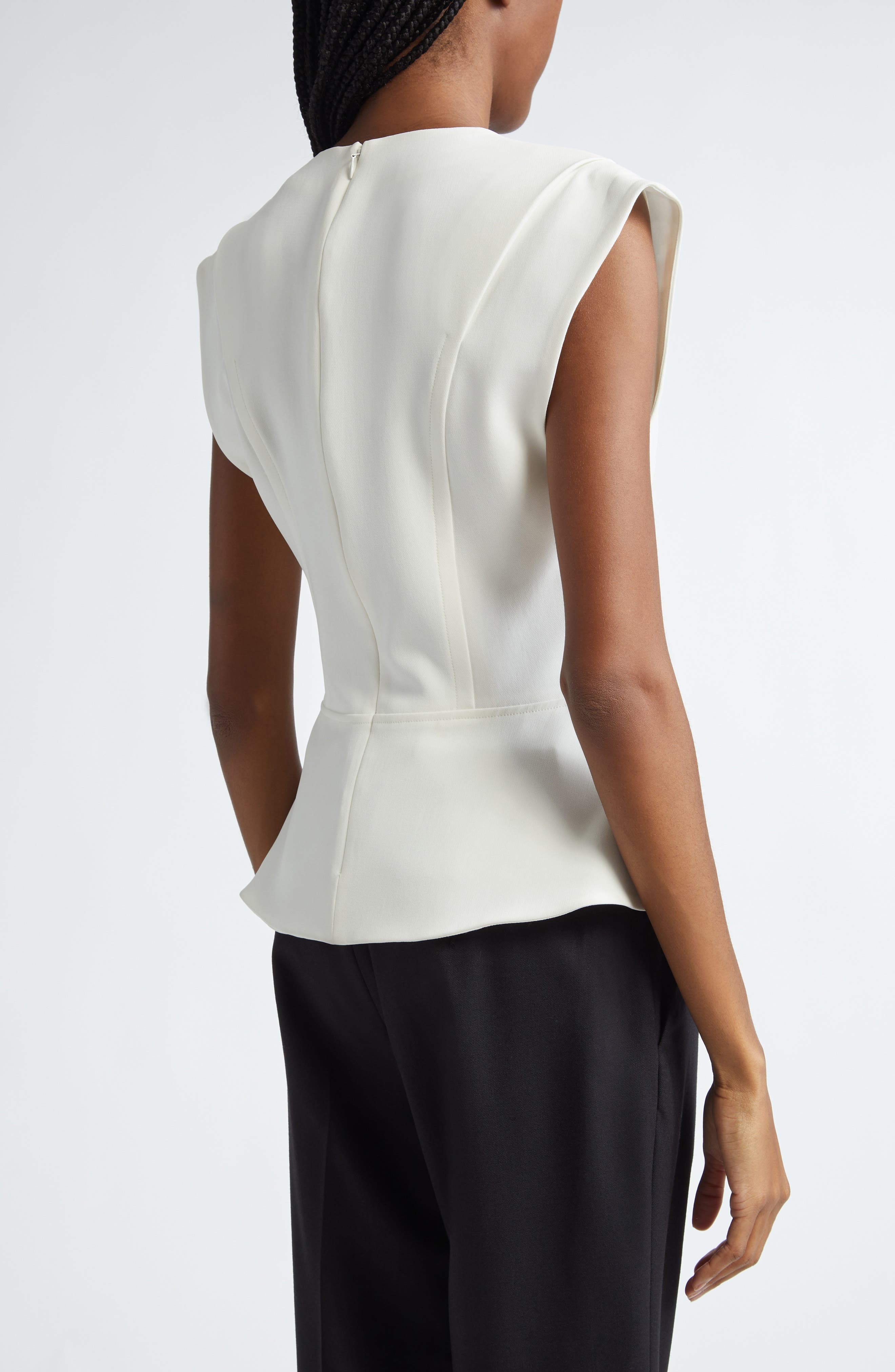 Proenza Schouler Janet Cap Sleeve Peplum Top in White at Nordstrom - 3