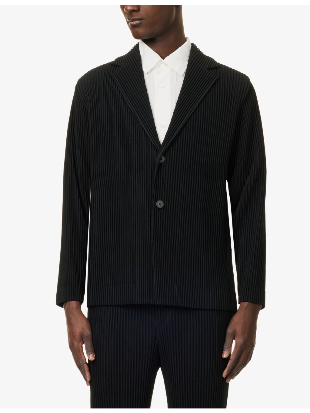 Basics Notch-Lapels Slim-Fit Knitted Blazer - 3