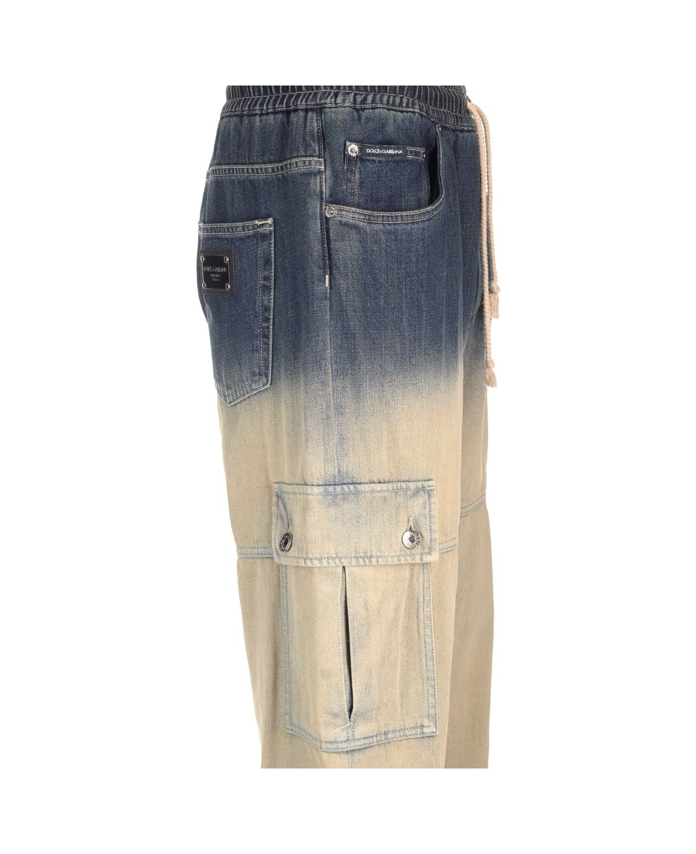 Degrade' Denim Cargo Jeans - 4