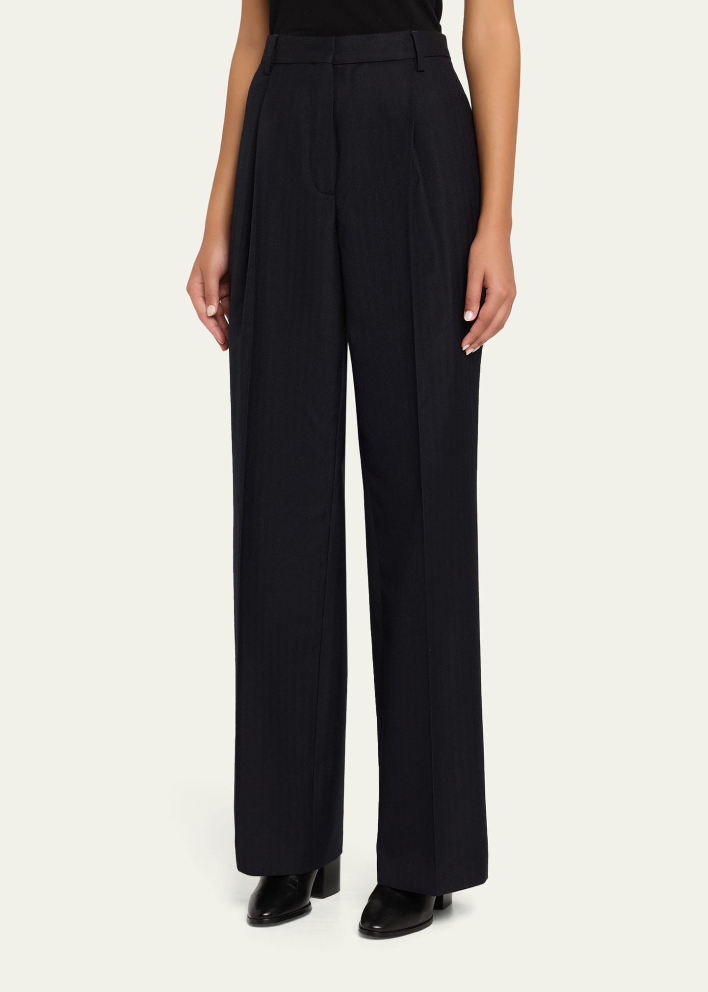 Portias Herringbone Wool Straight-Leg Pants - 4