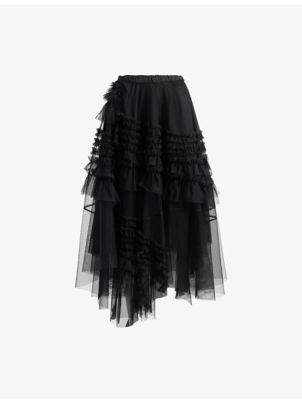 Jen asymmetric-hem tulle midi skirt - 1