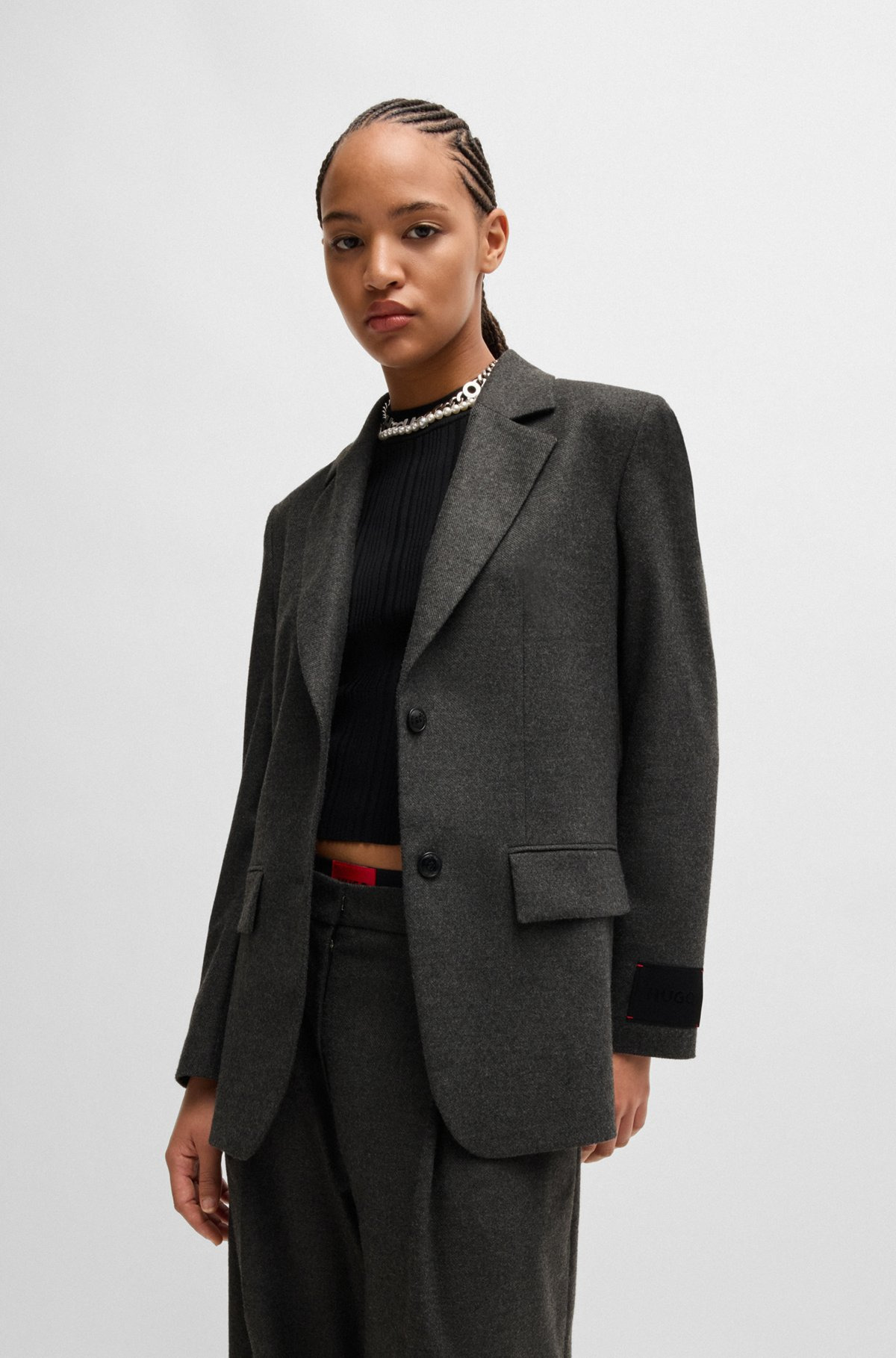 REGULAR-FIT JACKET IN MELANGE STRETCH FABRIC - 2