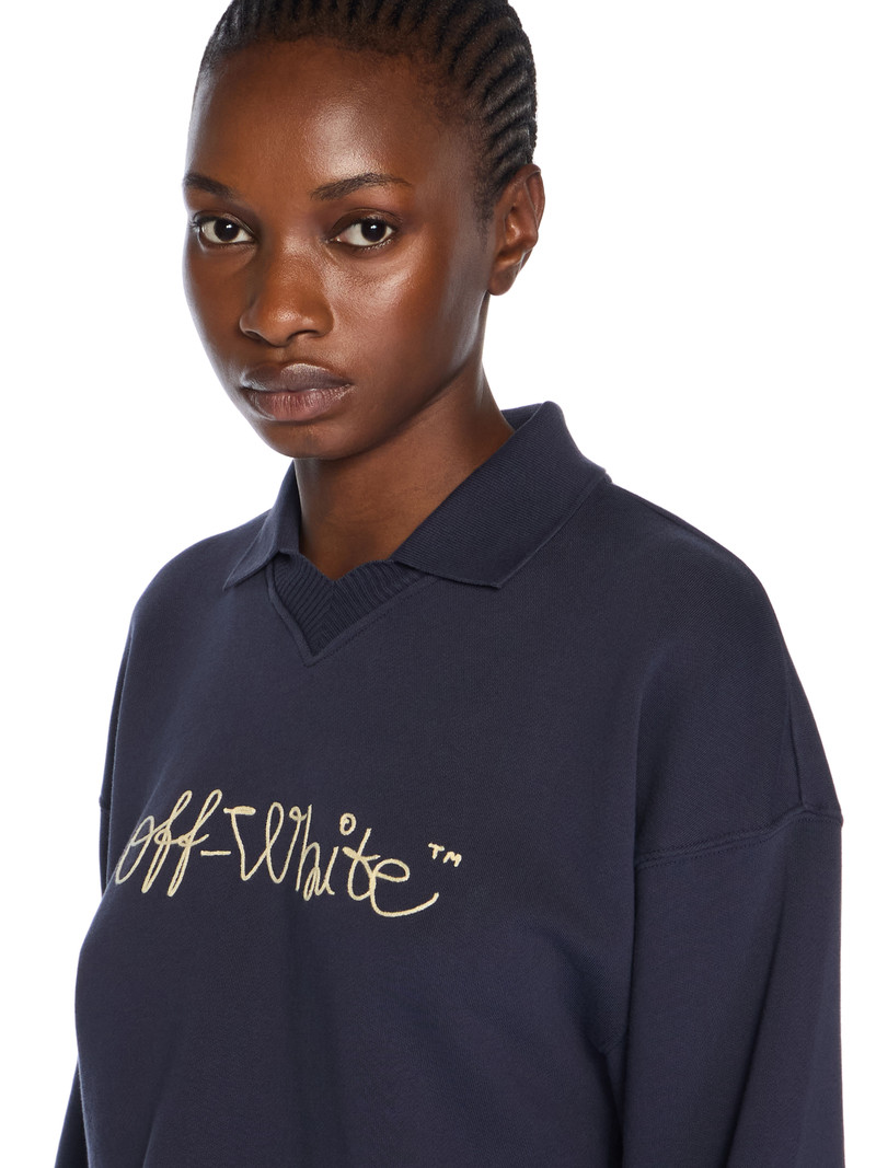 Embroidered Script Logo Crop Polo Sweater 5