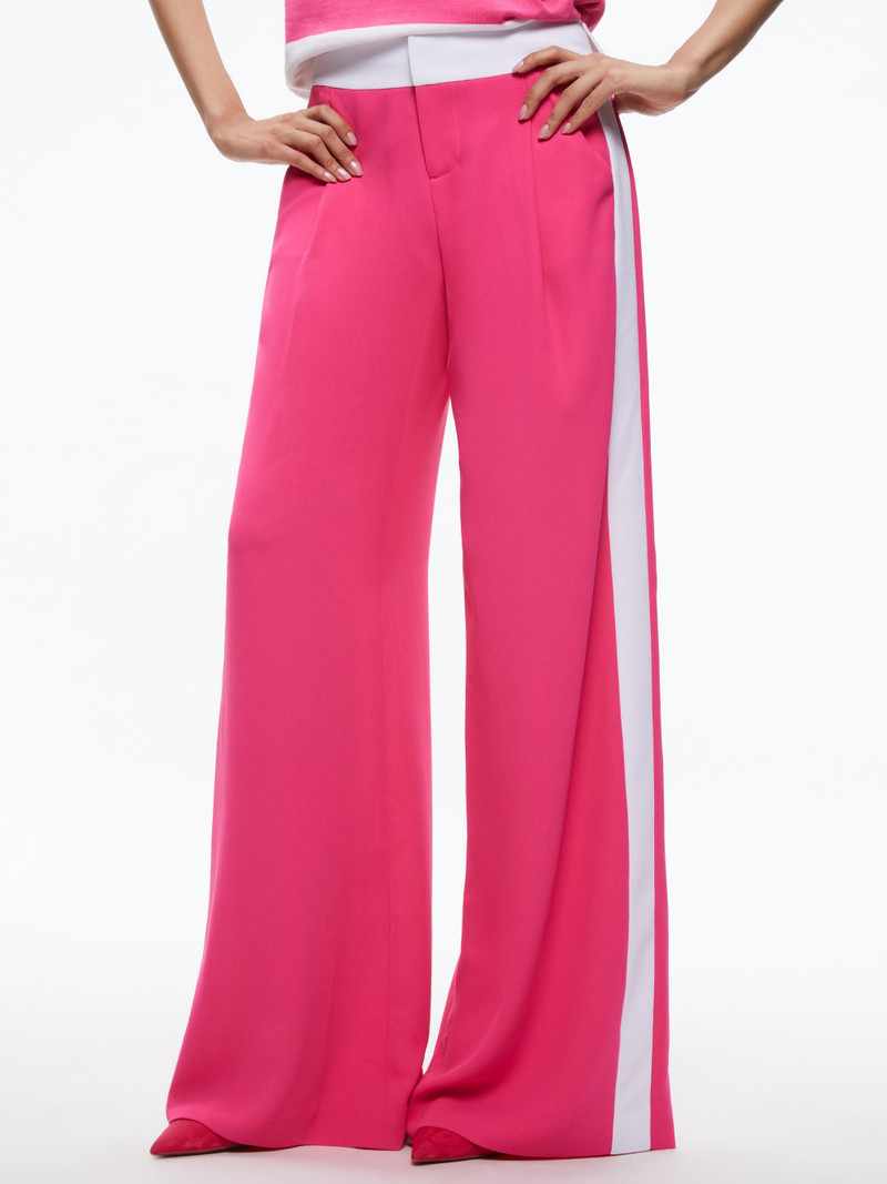 Alice + Olivia ERIC MID RISE PANT WITH TUX STRIPE outlook