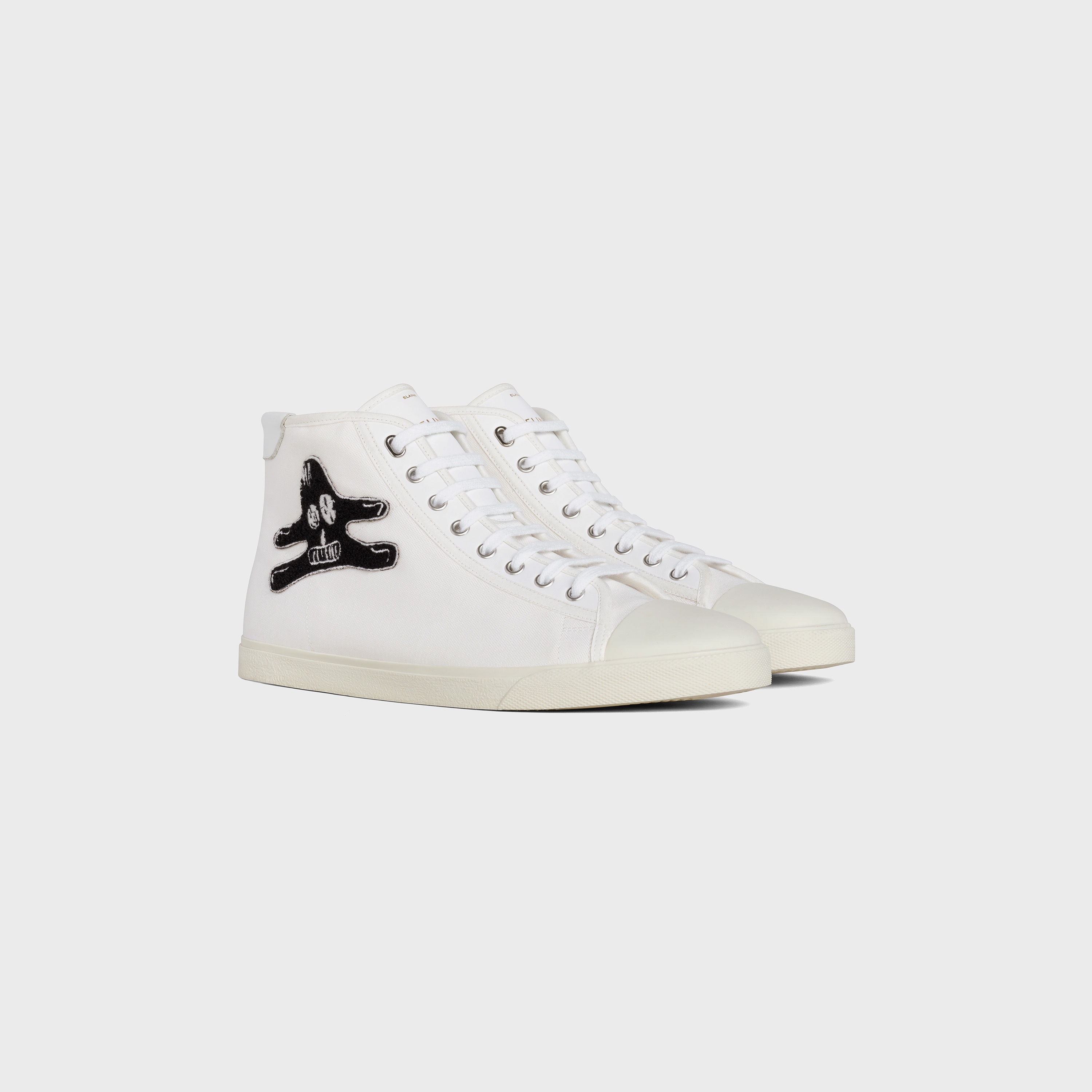 CELINE BLANK MID LACE UP SNEAKER IN CANVAS AND CALFSKIN WITH ANDRÉ BUTZER PRINT - 2